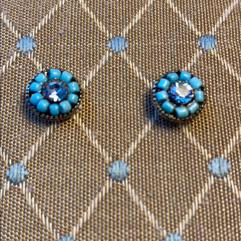 Seed Bead and Crystal Stud Earrings